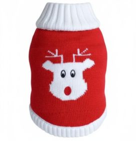 Combed Cotton Red Rudolph Holiday Dog Sweater (size: X-Large)