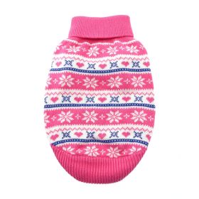 Combed Cotton Snowflake and Hearts Dog Sweater (Color: pink, size: 2X-Large)